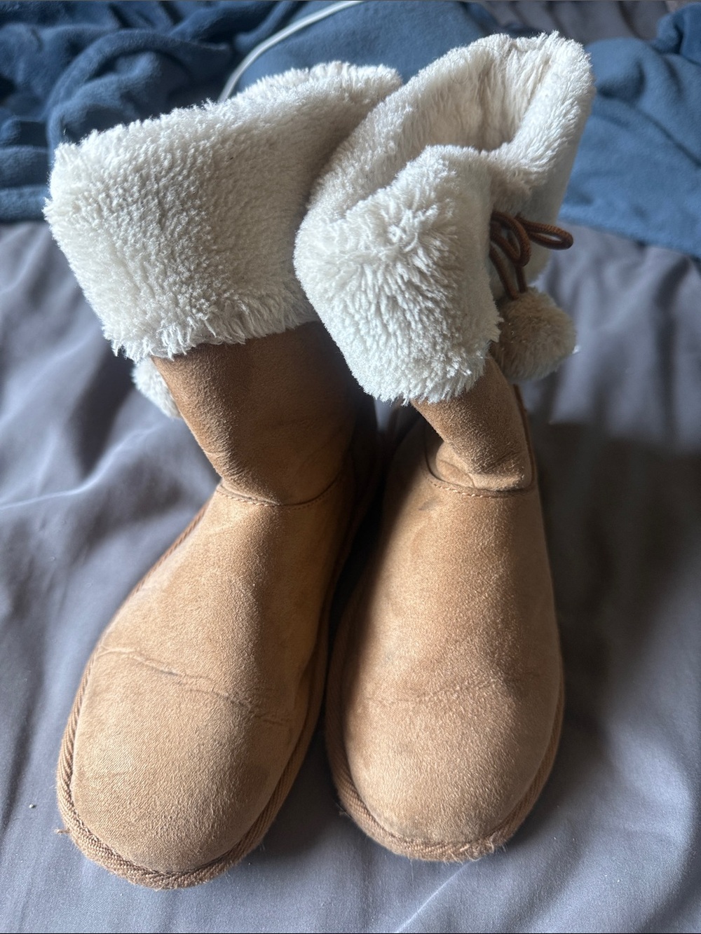 Cozy Faux-Sherpa Lined Girl's Boot - Tan